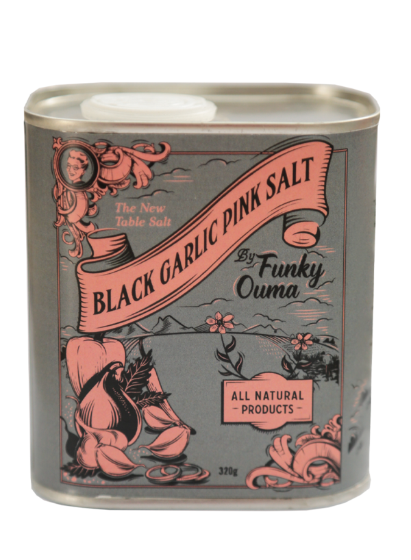 Funky Ouma Black Garlic Salt Tin 250g