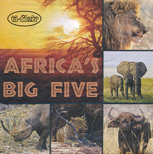 Napkin - Africa's Big Five - 20 tissue napkin pack