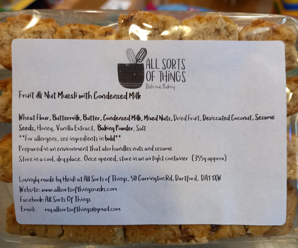 All Sorts of Things Fruit & Nut Muesli with Condensed Milk Rusks 355g