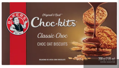 Bakers Choc-kits Classic Choc Oat Biscuits 200g