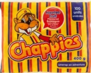 Chappies Bubblegum Assorted Fruit 400g (100 per bag)