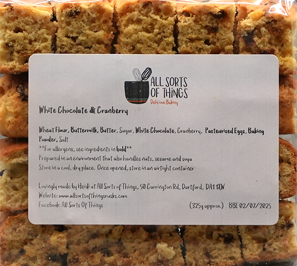 All Sorts of Things Rusks - White Chocolate & Cranberry