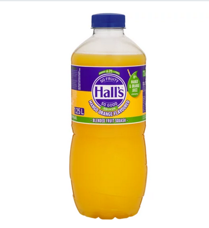 Hall's Mango Orange Flavoured Blended Fruit Squash 1.25L