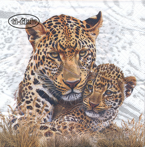 Napkin - Leopard Mum & Cub - 20 tissue napkin pack