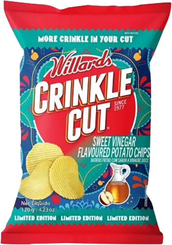 Willards Crinkle Cut Sweet Vinegar  Chips 120g