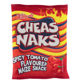 Willards Cheas Naks Spicy Tomato Flavoured Maize Snack 135g