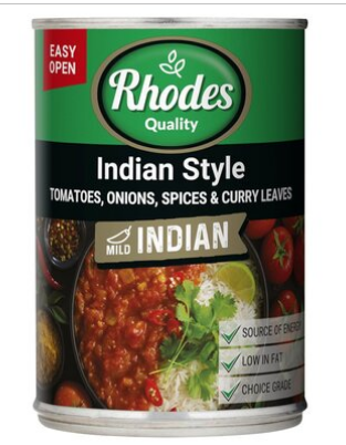 Rhodes Indian Style Tomatoes 410g